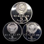 Rusland. 3 Proof (1x 5 Roubles + 2x 1 Rouble) UNC. Coins