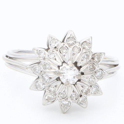 Bague - 18 carats Or blanc Diamant (Naturelle)  - Diamant, Handtassen en Accessoires, Ringen