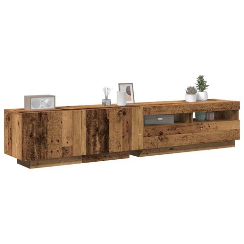 vidaXL Tv-meubel met LED 200x35x40 cm bewerkt hout oud hout, Huis en Inrichting, Kasten |Televisiemeubels, Nieuw, Verzenden