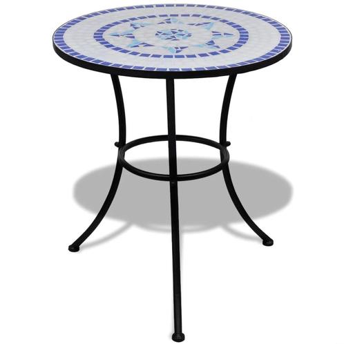 vidaXL Bistrotafel 60 cm mozaïek blauw en wit, Jardin & Terrasse, Tables de jardin, Envoi
