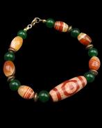 Smaragd, agaat - boeddhistische armband - Dzi met 3 ogen -, Antiek en Kunst