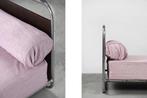Bed - Hout, Knoesthout, Metaal, Textiel - eenpersoonsbed, Antiek en Kunst