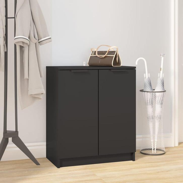 vidaXL Schoenenkast 59x35x70 cm bewerkt hout zwart, Huis en Inrichting, Kasten | Overige, Nieuw, Verzenden