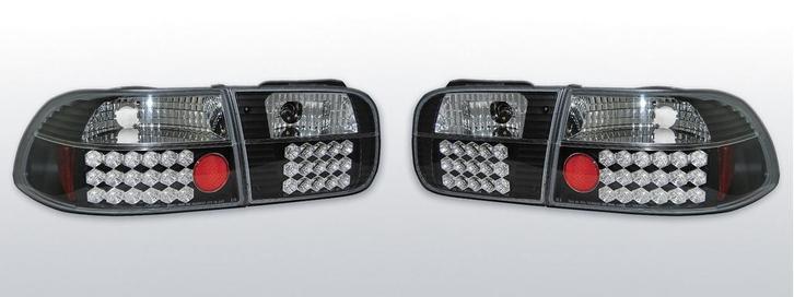 Achterlichten  Honda Civic 92-95 3D  LED zwart Carnamic, Auto-onderdelen, Verlichting, Nieuw, Honda, Verzenden