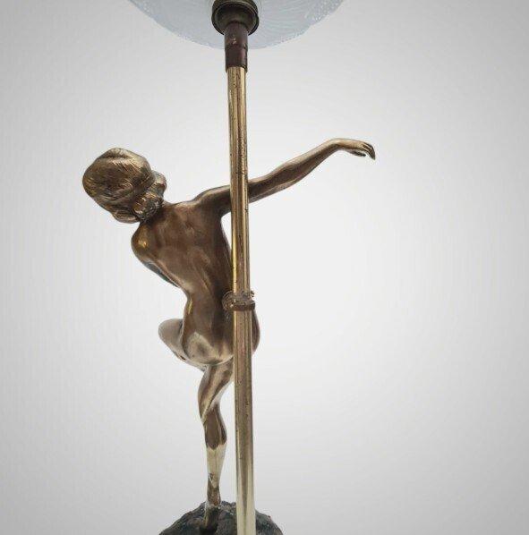 Lamp - Brons, Granito, Glas - Lamp met danseres, Antiek en Kunst, Kunst | Designobjecten