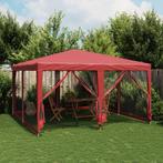 vidaXL Partytent met 8 mesh zijwanden 4x4 m HDPE rood, Tuin en Terras, Verzenden, Nieuw