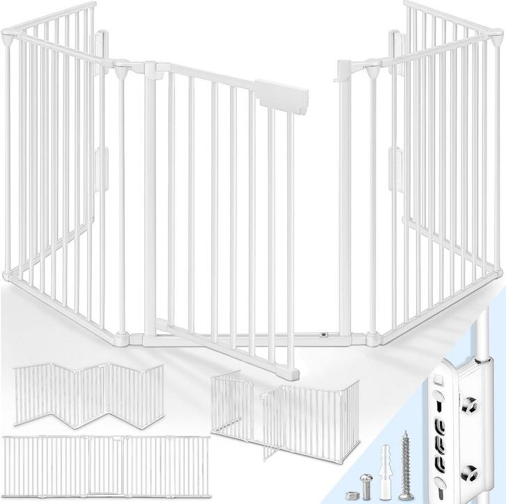 Veiligheidshek - Haardscherm - Hondenhek - 360 cm - Wit - KI, Tuin en Terras, Tuinpoorten, Nieuw, Verzenden