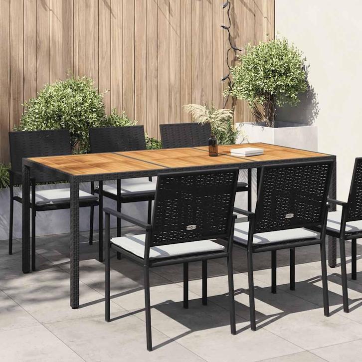 vidaXL Tuintafel 190x90x75 cm poly rattan en acaciahout, Tuin en Terras, Tuintafels, Nieuw, Verzenden