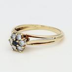 Bague - 14 carats Or jaune Saphir - Diamant, Handtassen en Accessoires, Ringen, Nieuw