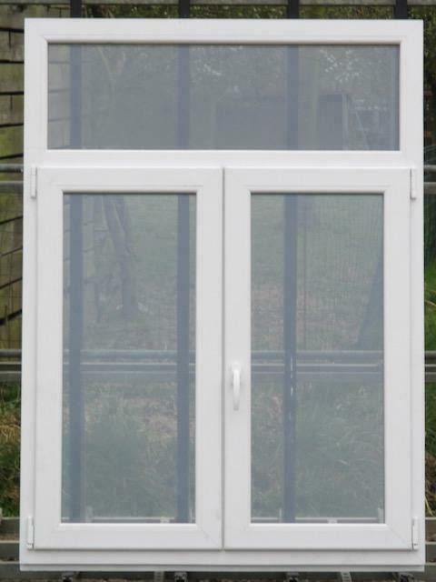 pvc raam , chassis , venster 120 x 165  wit / cementgrijs, Doe-het-zelf en Bouw, Raamkozijnen en Schuifdeuren, Inclusief glas