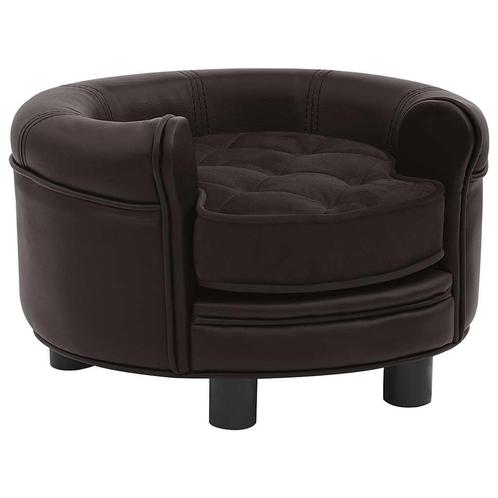 vidaXL Hondenbank 48x48x32 cm pluche en kunstleer bruin, Dieren en Toebehoren, Honden-accessoires, Nieuw, Verzenden