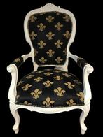 Fauteuil - Bois, Laiton, Tapisserie - Fleur de Lys