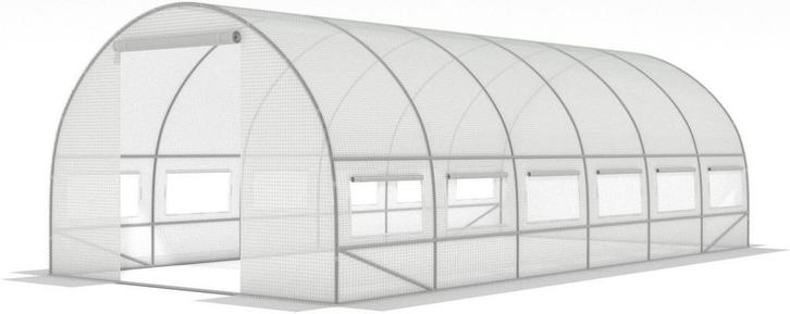 Folietunnel - kweekkas met ramen - 600 x 300 x 200 cm - wit, Tuin en Terras, Kassen, Nieuw, Ophalen of Verzenden
