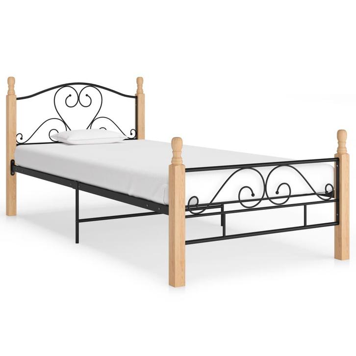 vidaXL Bedframe metaal zwart 90x200 cm, Huis en Inrichting, Slaapkamer | Bedden, Nieuw, Verzenden