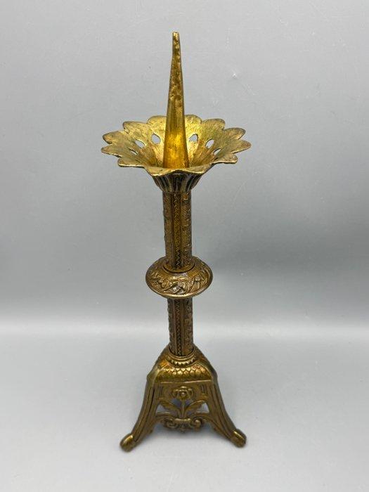 Prachtige messing/koper penkandelaar met sierlijke details -, Antiek en Kunst, Kunst | Niet-Westerse kunst