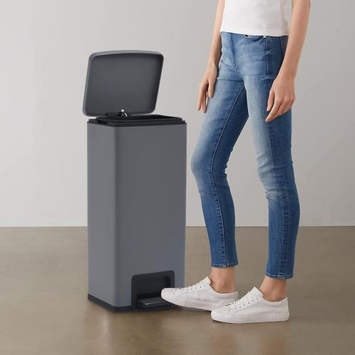 vidaXL Pedaalemmer met anti-vingerafdruk 30 L RVS grijs, Huis en Inrichting, Woonaccessoires | Prullenbakken, Nieuw, Verzenden