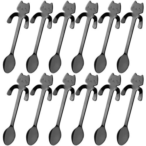 Fako Bijoux® - 12x Theelepel / Koffielepel Hangende Kat -, Huis en Inrichting, Keuken | Bestek, Verzenden