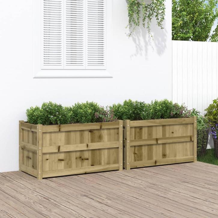 vidaXL Plantenbakken 2 st cm geïmpregneerd hout, Jardin & Terrasse, Pots de fleurs, Envoi