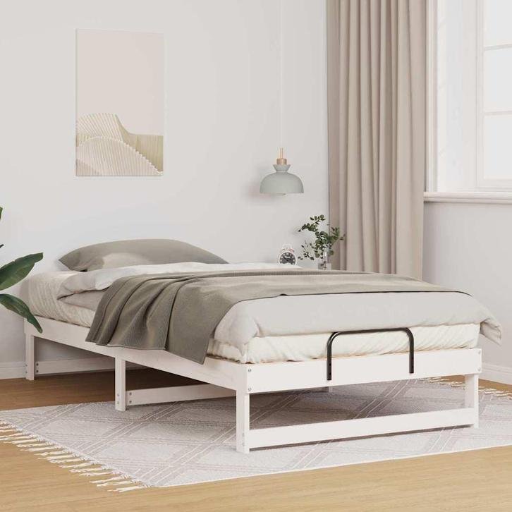 vidaXL Bedframe Wit 100 x 210 cm Massief grenenhout, Huis en Inrichting, Slaapkamer | Bedden, Nieuw, Verzenden