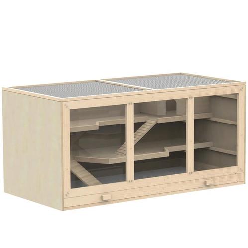 TRUUSK Hamsterkooi Drie Verdiepingen - Van Natuurlijk Hout e, Dieren en Toebehoren, Overige Dieren-accessoires, Verzenden