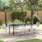 vidaXL 9-delige Tuinset met Kussens in Wit Textileen en, Tuin en Terras, Tuinstoelen, Verzenden, Nieuw