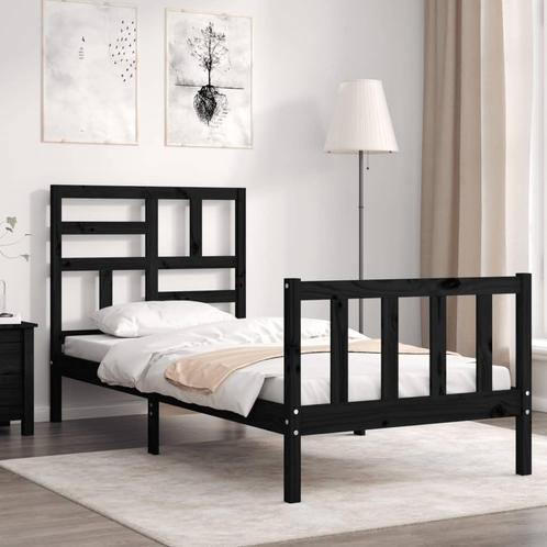 vidaXL Cadre de lit avec tête de lit noir petit simple, Maison & Meubles, Chambre à coucher | Lits, Neuf, Envoi