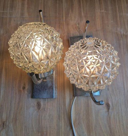 Lampe murale (2) - Métal, Verre - lère spatiale, Antiek en Kunst, Antiek | Verlichting