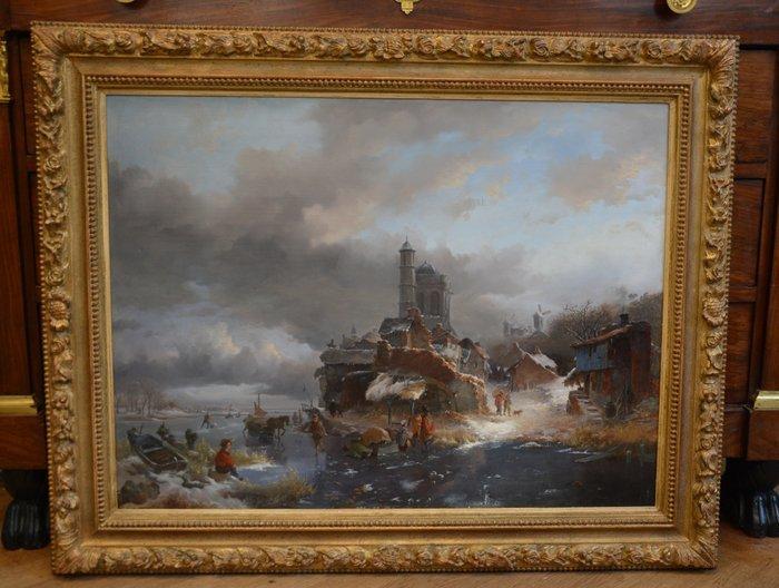 Frederik Marinus Kruseman (1816-1882) - IJsgezicht, Antiek en Kunst, Kunst | Schilderijen | Klassiek