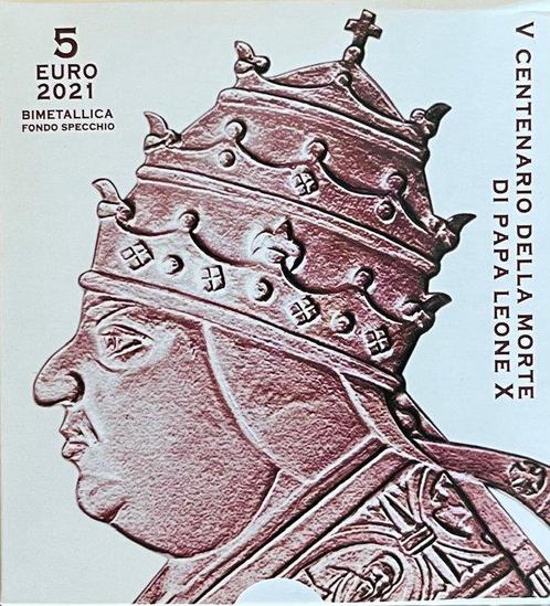 Vaticaan. 5 Euro 2021 - Paus Leone X - Proof in cassette met, Postzegels en Munten, Munten | Europa | Euromunten