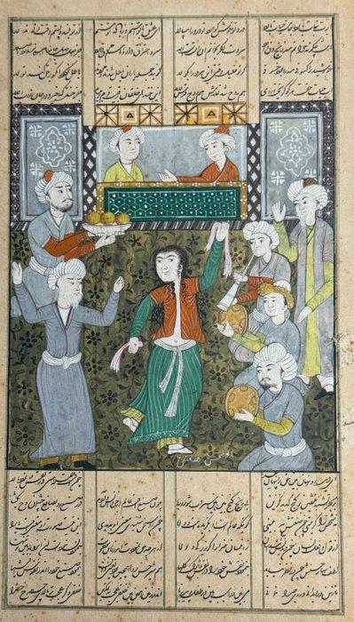 Peinture miniature dans une scène - Moyen-Orient - Dynastie, Antiek en Kunst, Kunst | Niet-Westerse kunst