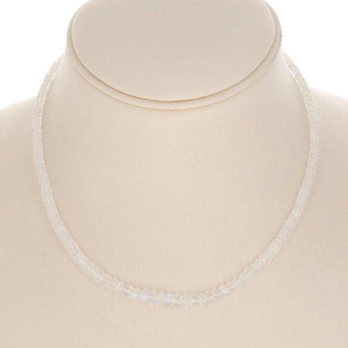 Ketting van natuurlijke witte labradoriet met facetgeslepen, Verzamelen, Mineralen en Fossielen