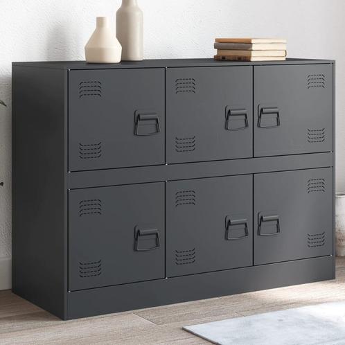 vidaXL Dressoir 99x39x73 cm staal antracietkleurig, Huis en Inrichting, Kasten | Dressoirs, Nieuw, Verzenden
