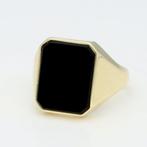 Bague - 14 carats Or jaune - Onyx, Handtassen en Accessoires, Ringen, Nieuw