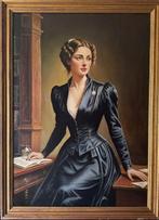 Italiaanse school (XX) - Elegante donna in un interno, Antiek en Kunst