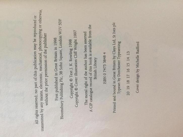 HARRY POTTER CHILD CVR 02 THE CHAMBER OF SECRETS, Livres, Langue | Anglais, Envoi