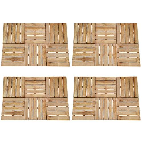 vidaXL 24 st Terrastegels 50x50 cm hout bruin, Doe-het-zelf en Bouw, Vloerdelen en Plavuizen, Nieuw, Verzenden