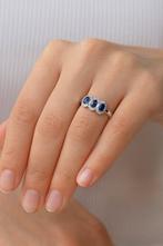 Zonder minimumprijs - Ring Verguld Saffier - Topaas - 18kt, Handtassen en Accessoires, Ringen, Nieuw