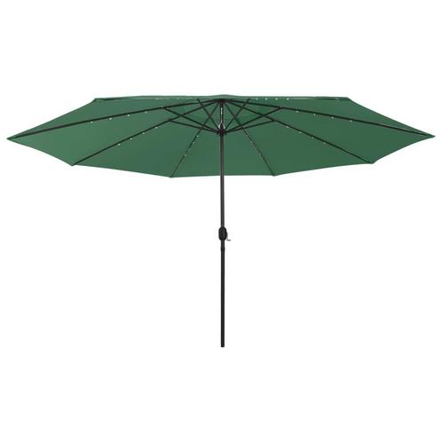vidaXL Parasol met LED-verlichting 400 cm groen, Tuin en Terras, Parasols, Nieuw, Verzenden
