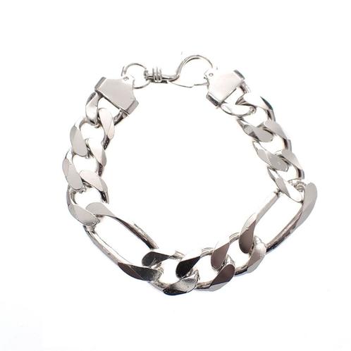 Robuuste zilveren figaro armband; Heren | 22 cm, Handtassen en Accessoires, Armbanden, Overige kleuren, Gebruikt, Zilver, Ophalen of Verzenden