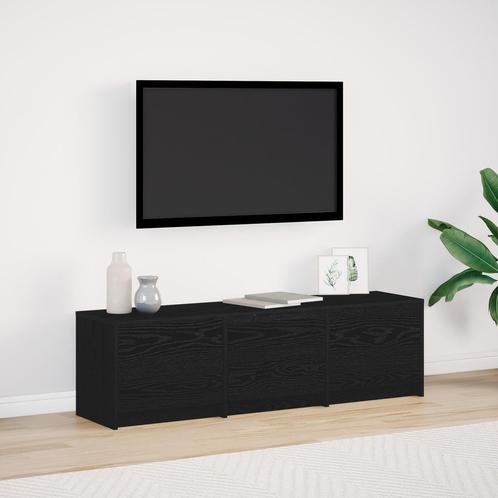 vidaXL TV-kast met LED Zwart Eiken 140x34x40 cm Bewerkt Hout, Huis en Inrichting, Kasten |Televisiemeubels, Nieuw, Verzenden