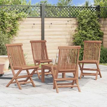 vidaXL Tuinstoelen inklapbaar 4 st massief teakhout, Verzenden