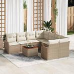 vidaXL Tuinbank Set 9 pcs Beige Poly rattan, Tuin en Terras, Verzenden, Nieuw