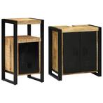 vidaXL Badkamermeubel Set met plank 2 pcs Bruin Massief ruw, Verzenden, Nieuw