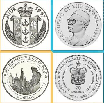 Gambia en Niue. 20 Dalais 1993 and 5 Dollars 1997   Proof, Postzegels en Munten