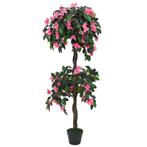 vidaXL Kunstplant met pot rododendron 155 cm groen en roze, Verzenden