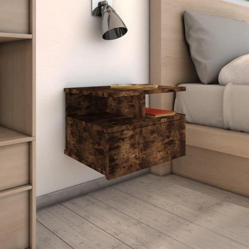 vidaXL Nachtkastjes 2 st zwevend 40x31x27 cm hout gerookt, Huis en Inrichting, Slaapkamer | Nachtkastjes, Nieuw, Verzenden