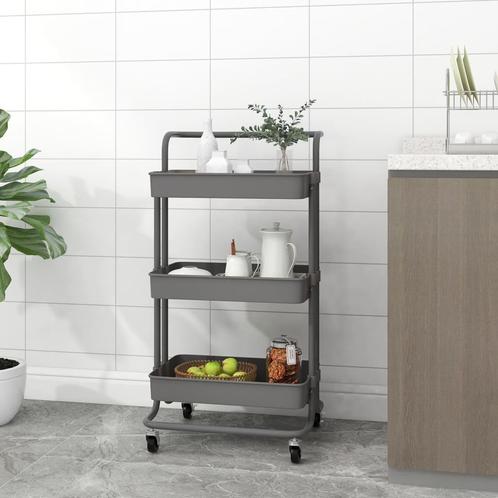 vidaXL Keukentrolley 3-laags 42x35x85 cm ijzer en ABS grijs, Maison & Meubles, Cuisine | Ustensiles de cuisine, Envoi