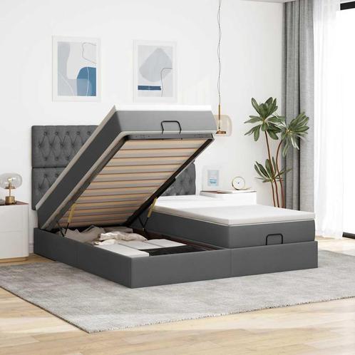 vidaXL Ottoman bed met matrassen 160x200cm stof donkergrijs, Huis en Inrichting, Slaapkamer | Bedden, Nieuw, Verzenden