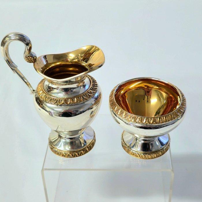 Suiker en roomstel (2) - Verguld, Zilver, Antiek en Kunst, Antiek | Zilver en Goud
