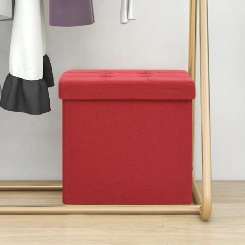 vidaXL Tabouret de rangement pliable Rouge bordeaux Faux, Maison & Meubles, Chaises, Neuf, Envoi